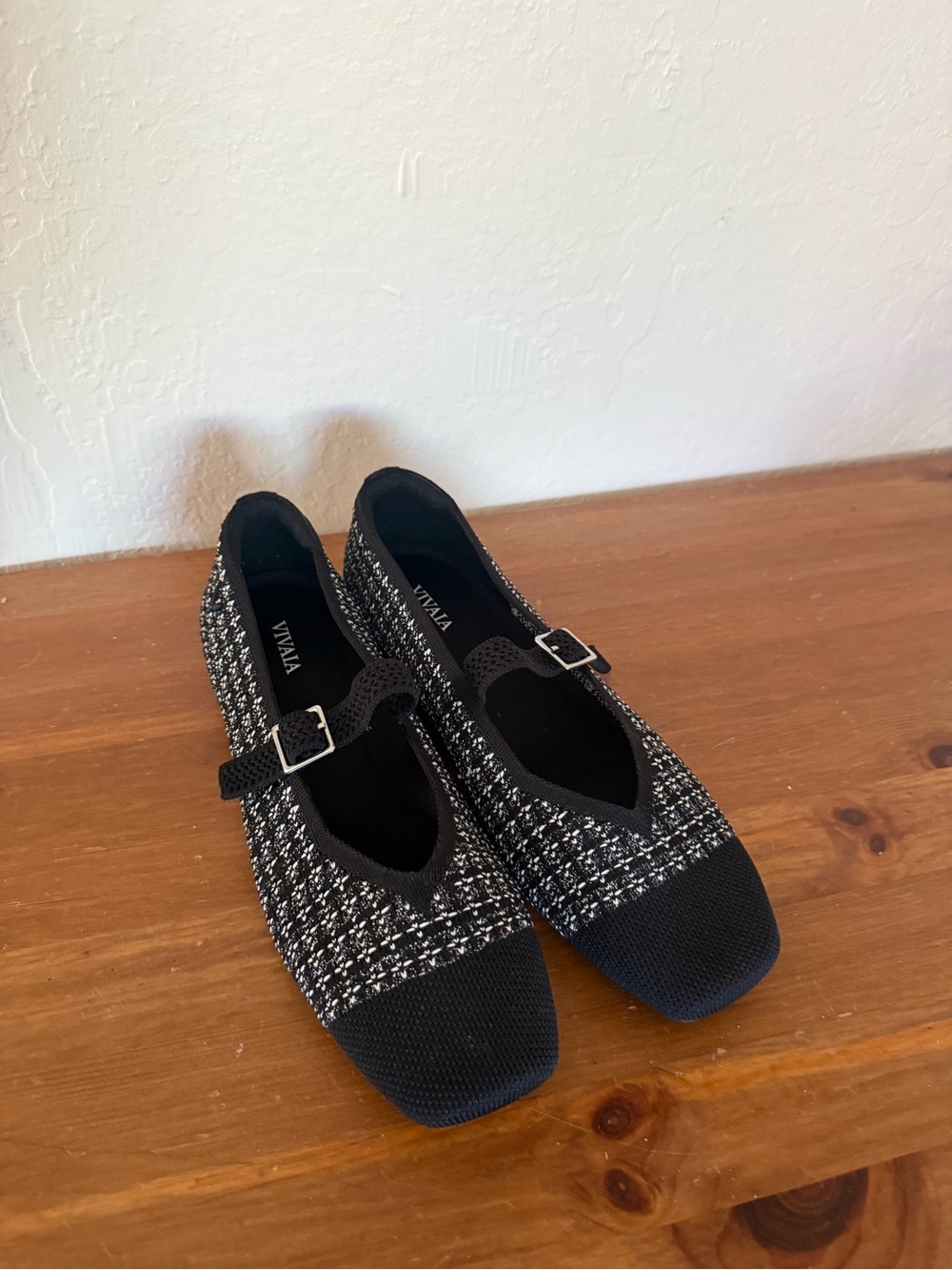 Vizzano Black Tweed Mary Jane Flats with Buckle